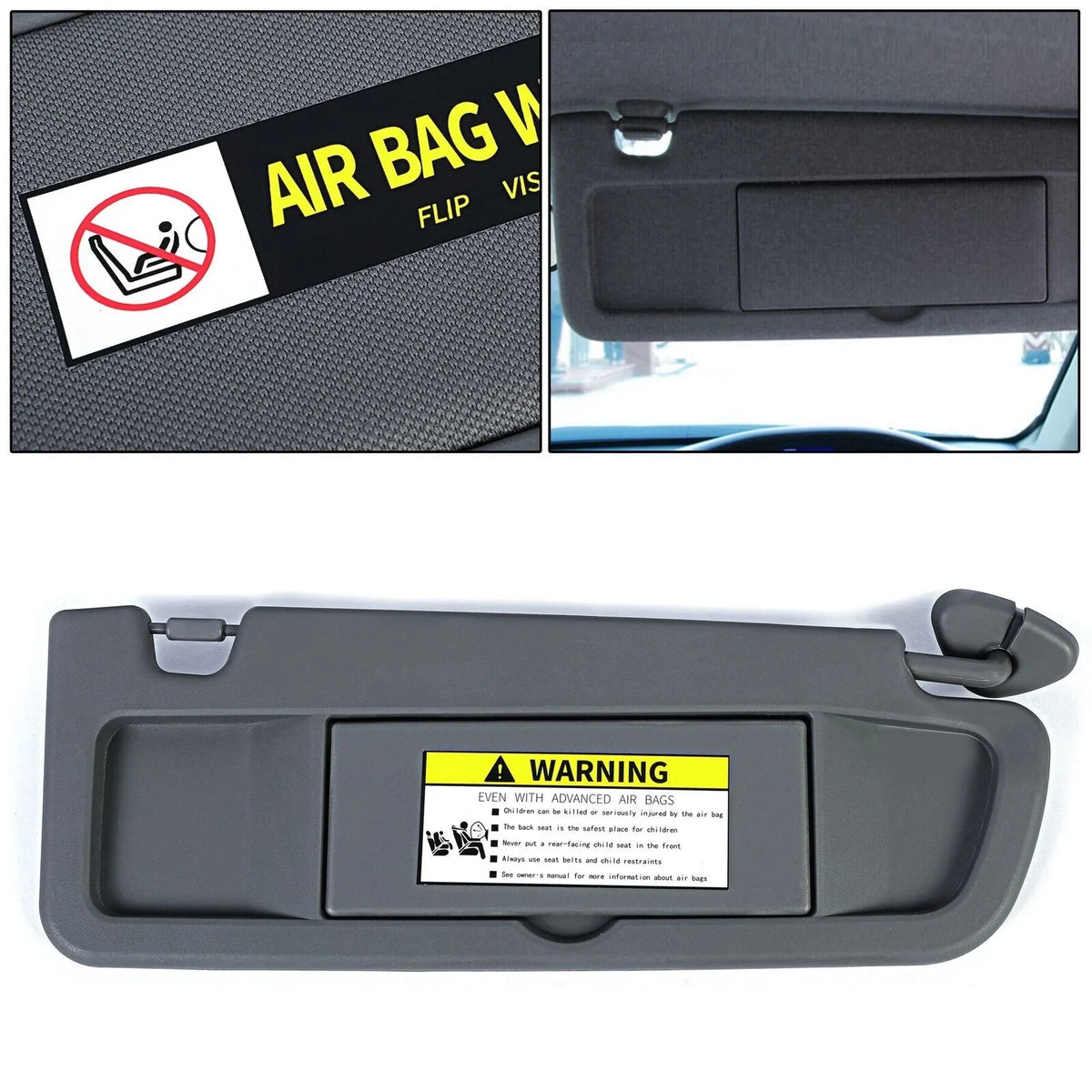 Right Front Passenger Sun Visor for Honda Civic (2006–2011) Dark Gray