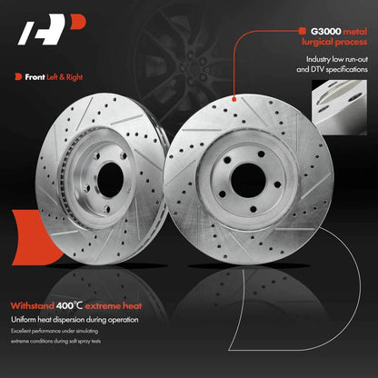 Front Brake Rotors, Drilled, for 2005-2006 Nissan Altima