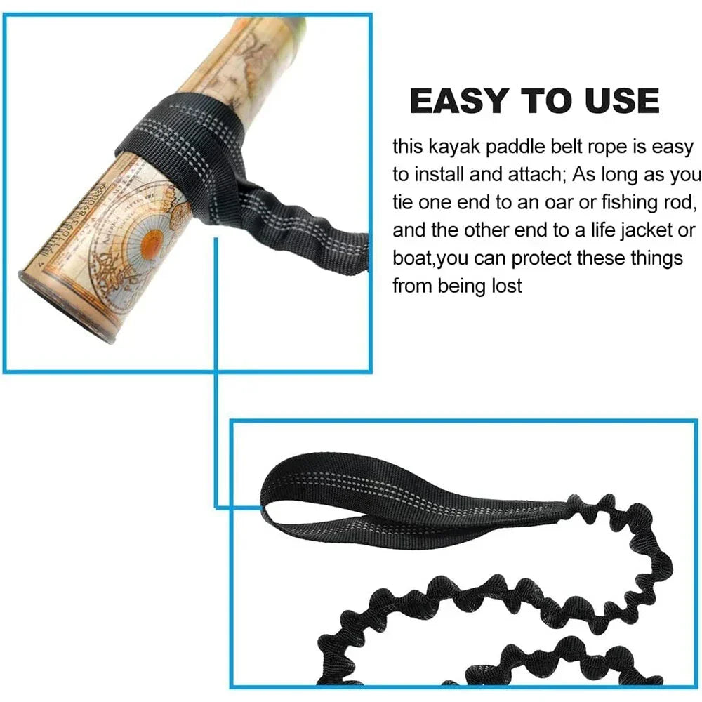 Carabiner Lanyard Kayak Paddle Leash - 1m Black