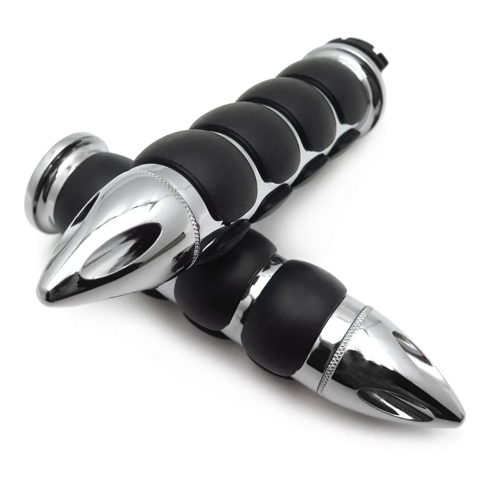 Bullet Chrome Rubber Hand Grips for Harley Chopper Touring Sportster