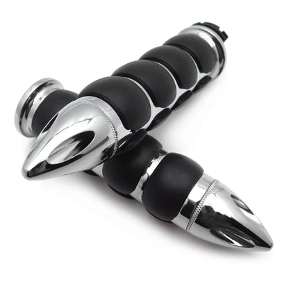Bullet Chrome Rubber Hand Grips for Harley Chopper Touring Sportster
