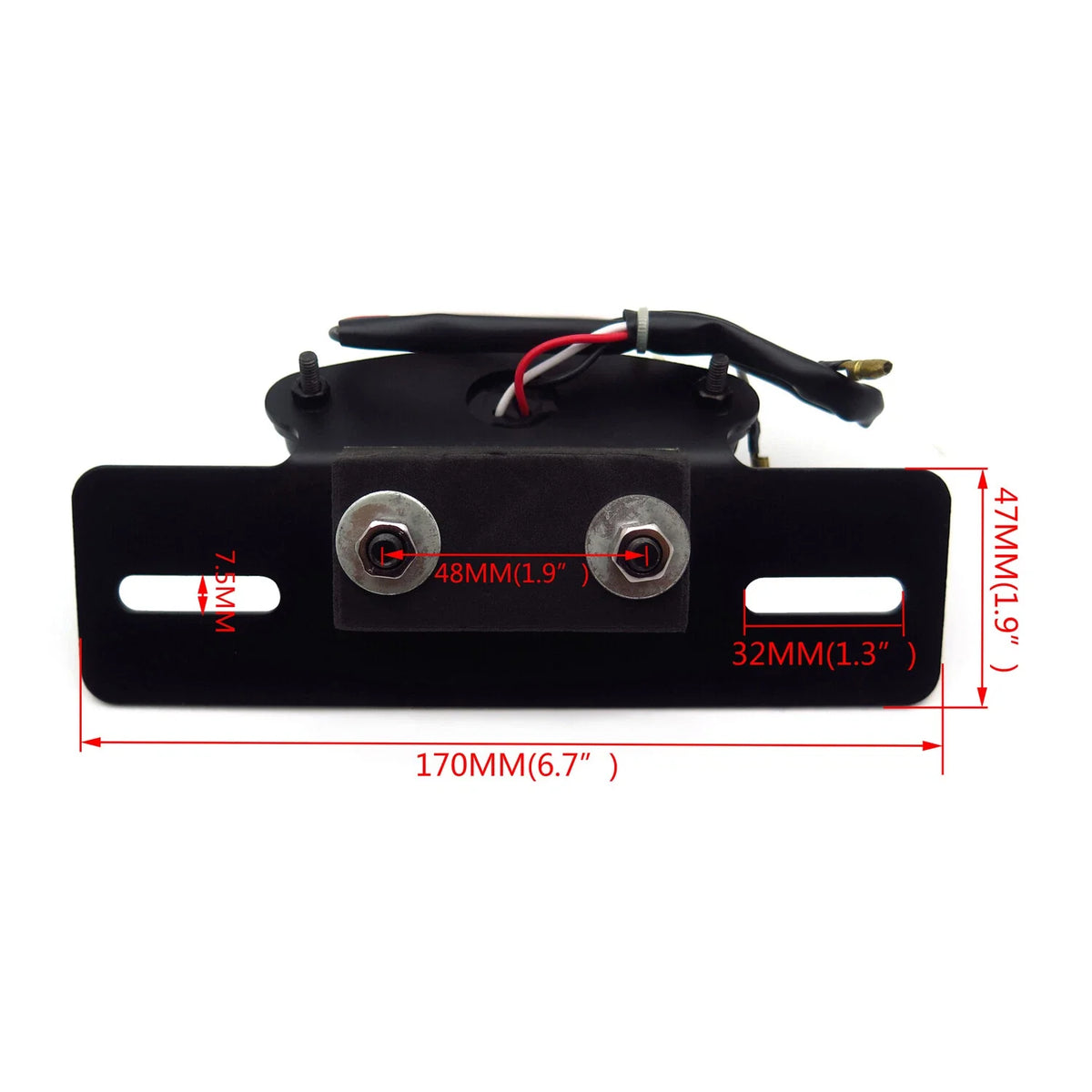 License Plate Bracket with Cat Eye Tail Light for Motorcycle - Red Smoke