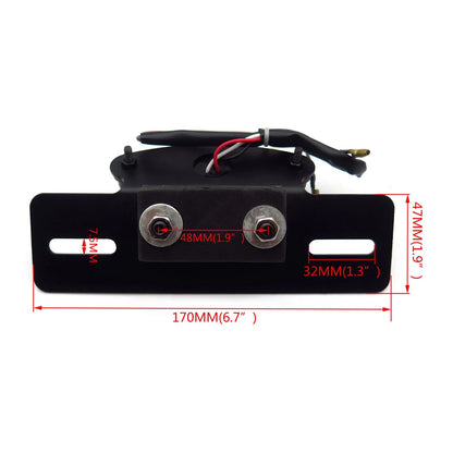 License Plate Bracket with Cat Eye Tail Light for Motorcycle - Red Smoke