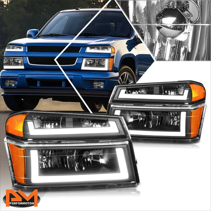 Bumper LED DRL Headlight Black Housing for Chevy Colorado 2004-2012