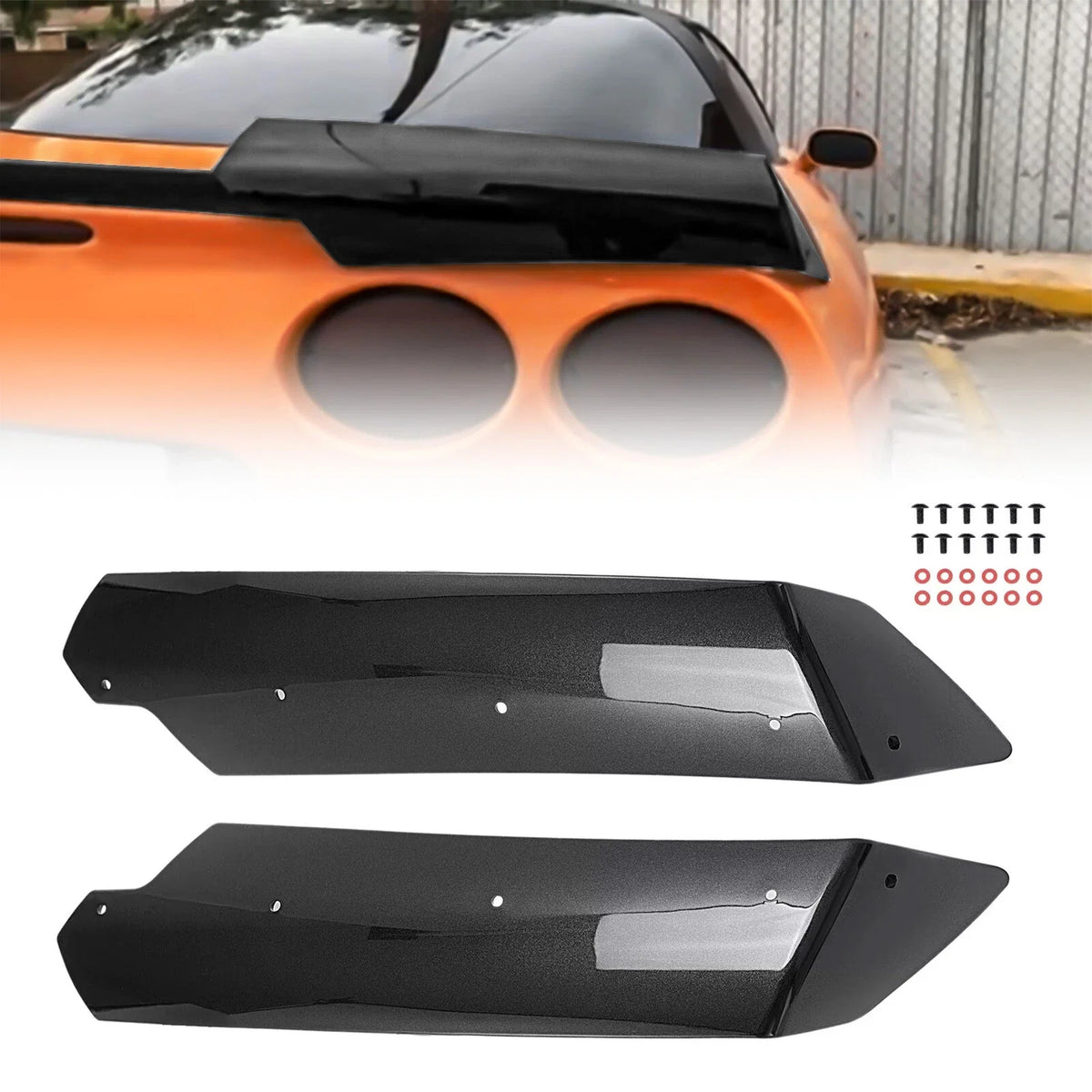 Trunk Spoiler Winglets in Gloss Black for Chevy Corvette C7 2015-2019