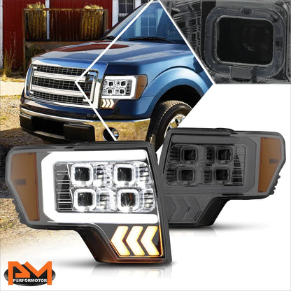 Set of 2 Quad LED Projector Headlights with Arrow Signal for F150 2009-2014