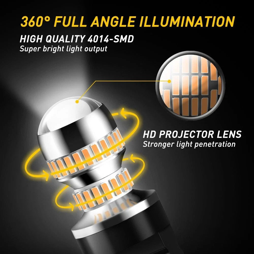 Amber Yellow 4X LED Turn Signal Bulbs 3157 4157 3757
