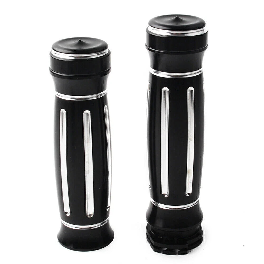 2X CNC Billet Aluminum 1" Handle Bar Hand Grips for Harley Touring