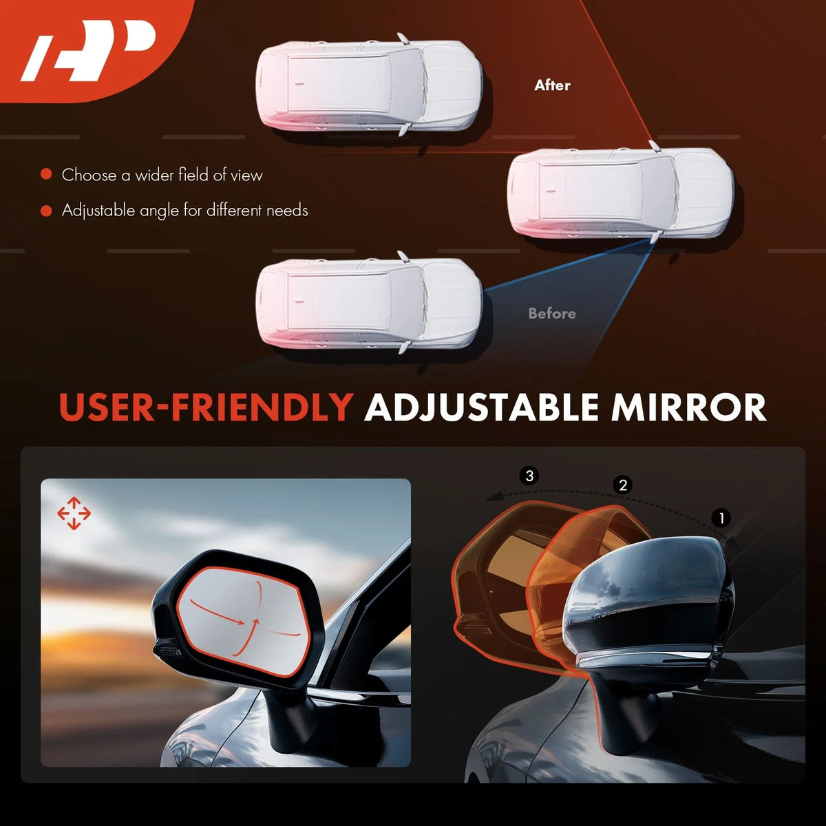 Manual Driver Mirror for Nissan Versa (2009 to 2011)