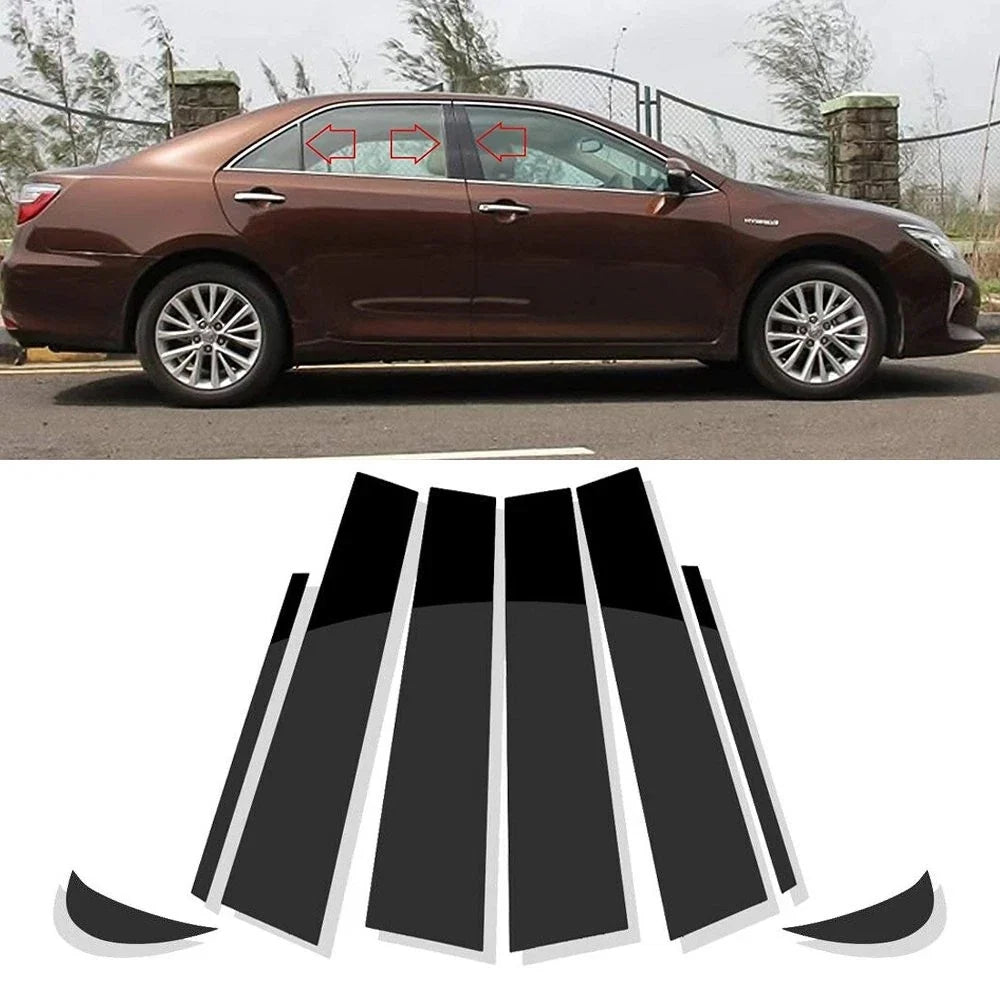 Set of 8 Gloss Black Door Trim Covers for 2018-2022 Toyota Camry