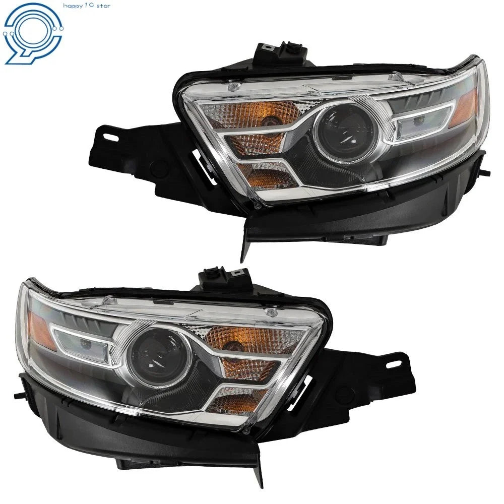 Headlights for Ford Taurus (2013–2016) Halogen W/Gray Trim, Driver & Passenger