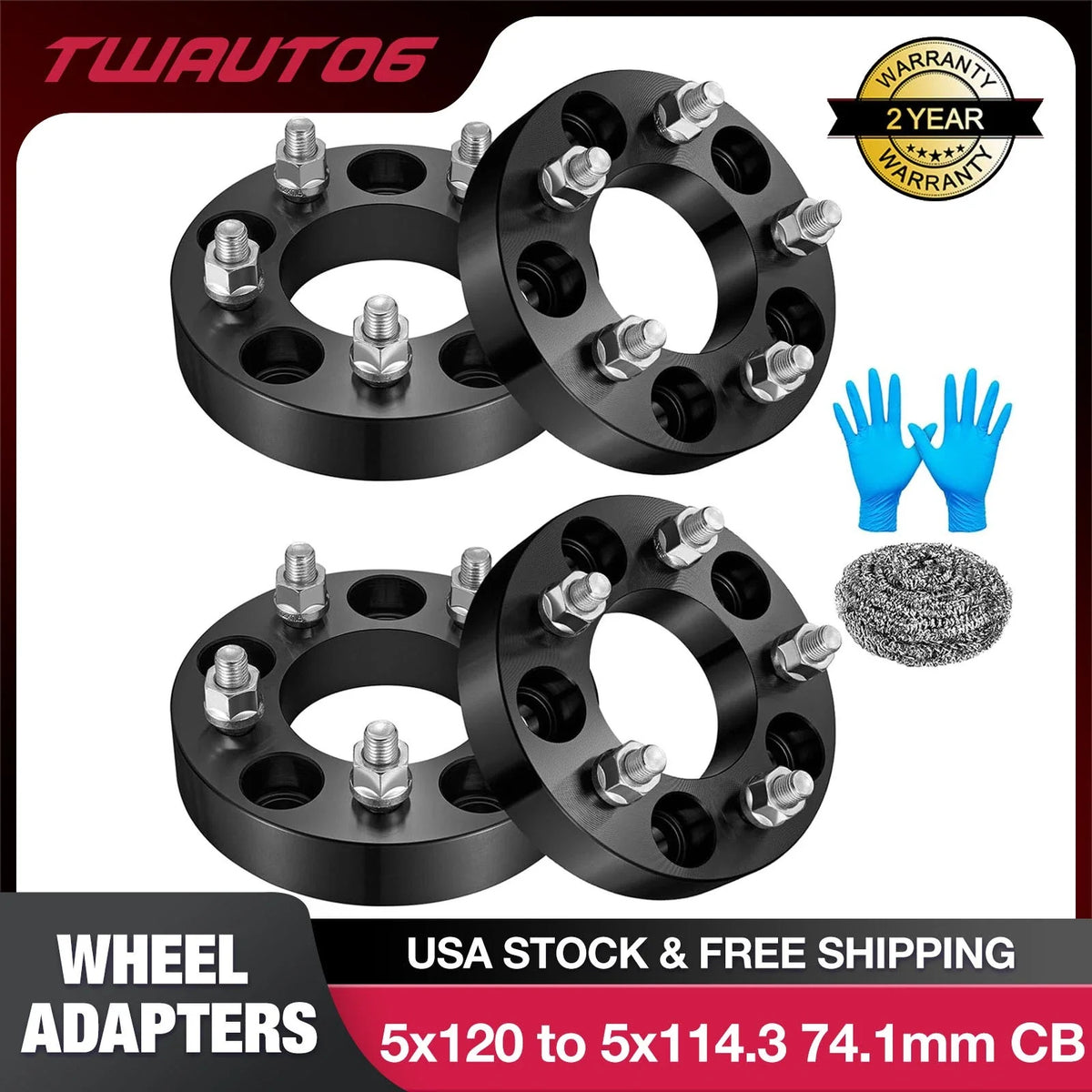 Wheel Adapters 4pcs 1.25" 5x120 to 5x114.3 for Chevy S10 S15 S-10 (12x1.5) 1994–2004