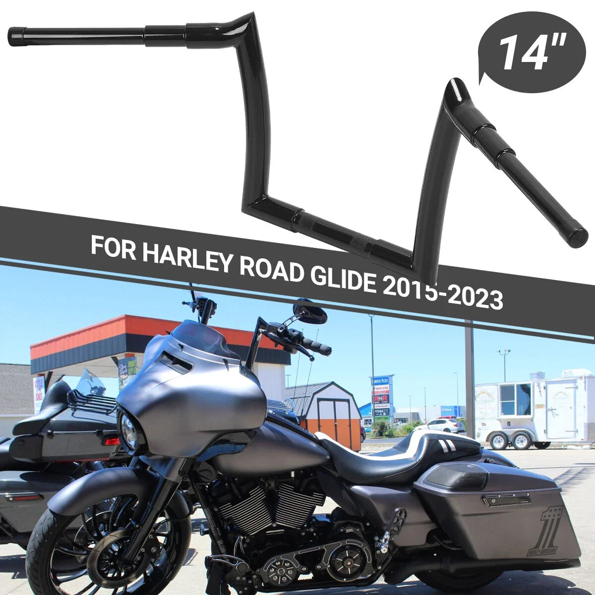 14" Meathook Ape Hanger Handlebars for Harley Touring Road Glide