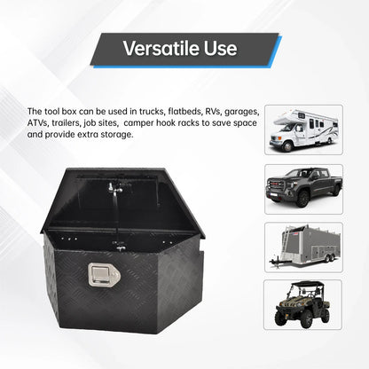 Tool Box for Pickup Truck - 33"x18.9"x18", Black Aluminum