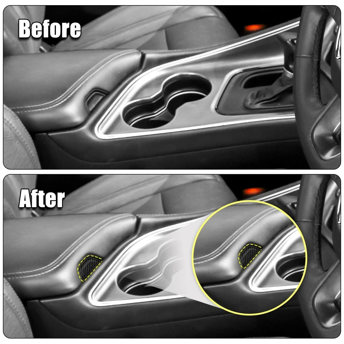 Carbon Fiber Armrest Box Button Cover for Dodge Challenger 2015-2020