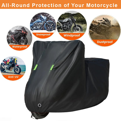 3XL Motorcycle Cover for UV Protection, Waterproof Outdoor Dust Guard