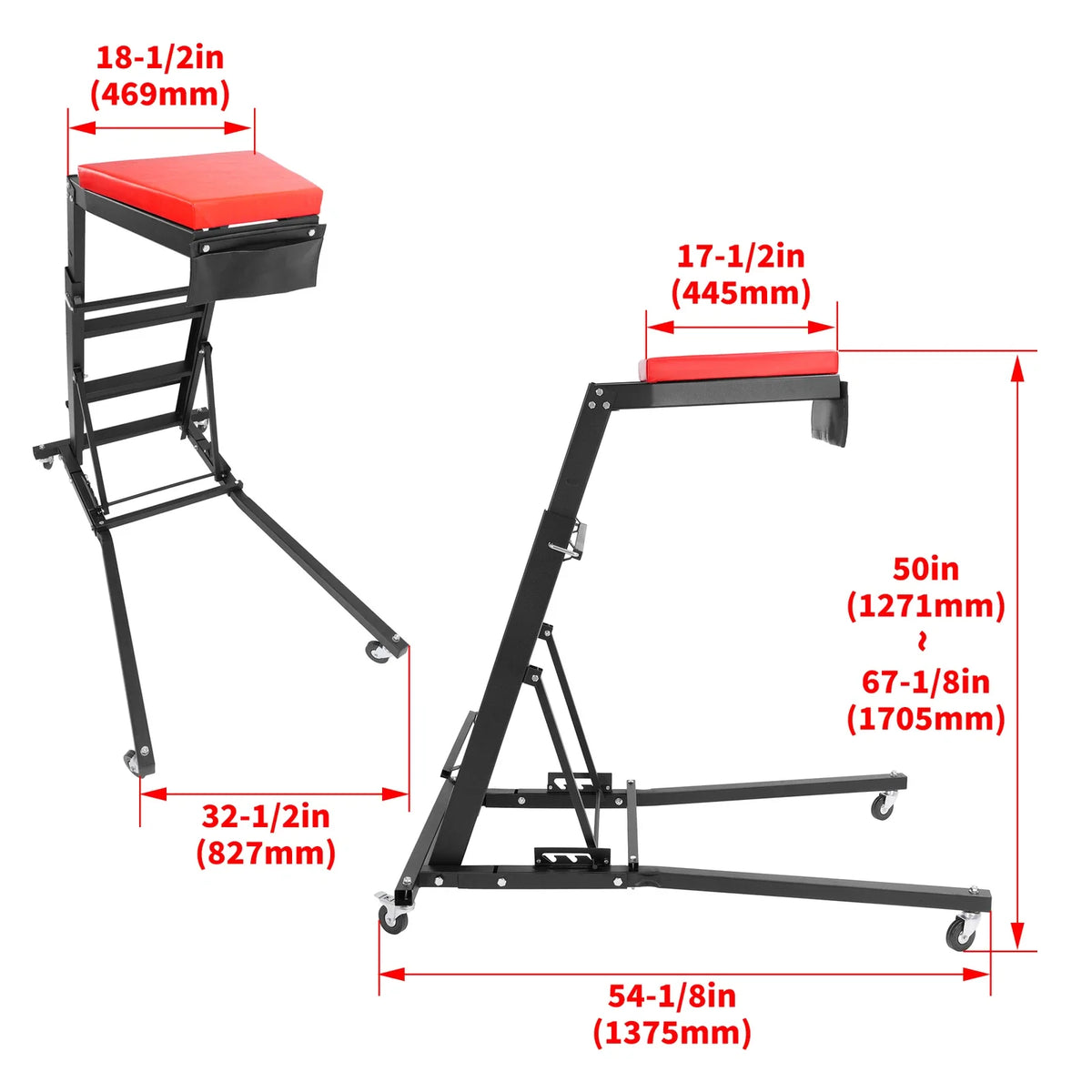 Topside Creeper for Adjustable Height Engine Work with 4 Wheels