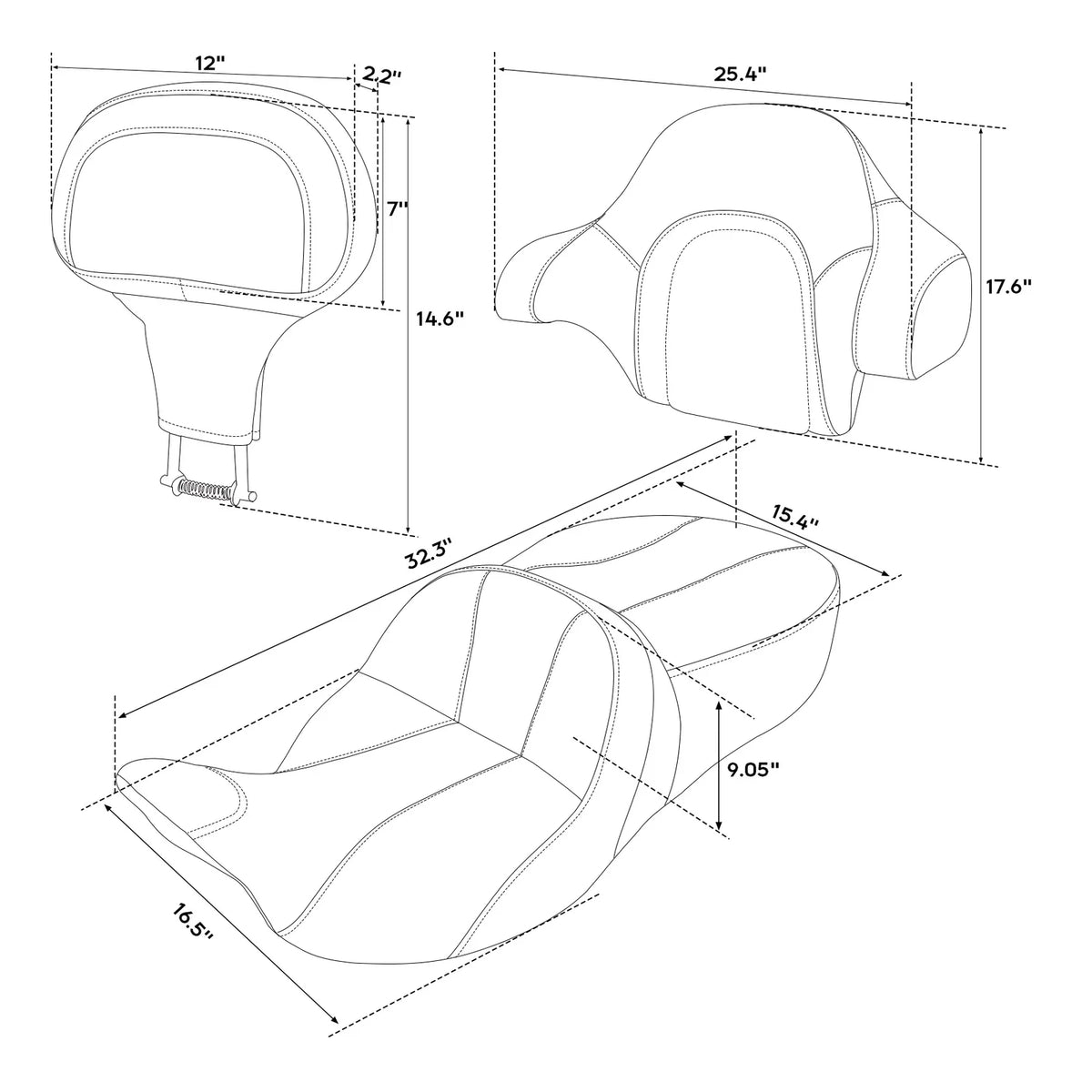 Backrest Pad for Harley Touring Glide (2014–2023)