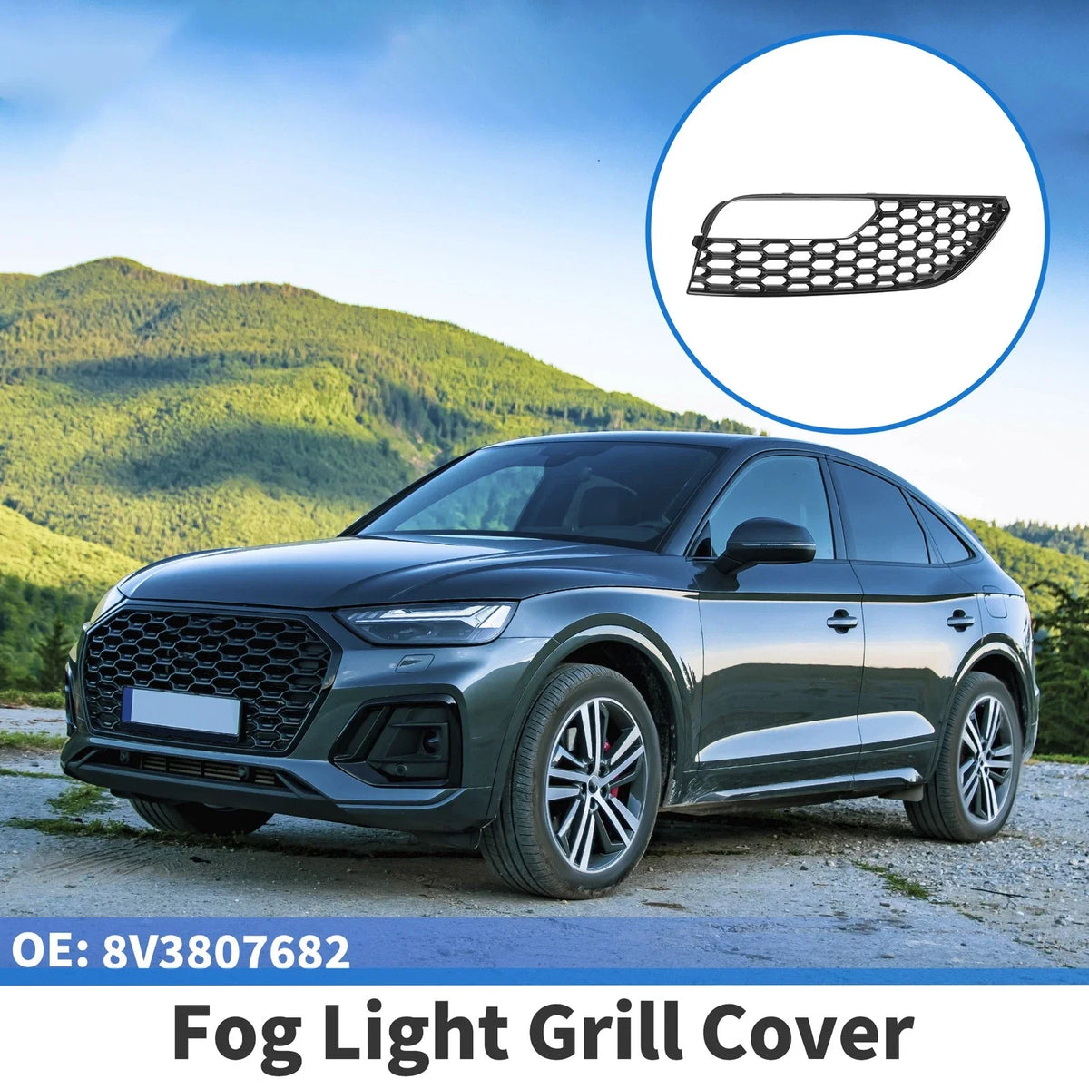 1pc Fog Light Grill for Audi A3 (2012–2016) No. 8V3807682 Black