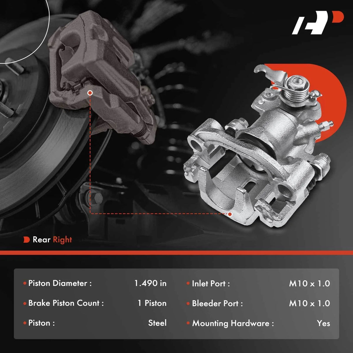 Disc Brake Caliper with Bracket, Rear Right for Nissan 240SX 95-98