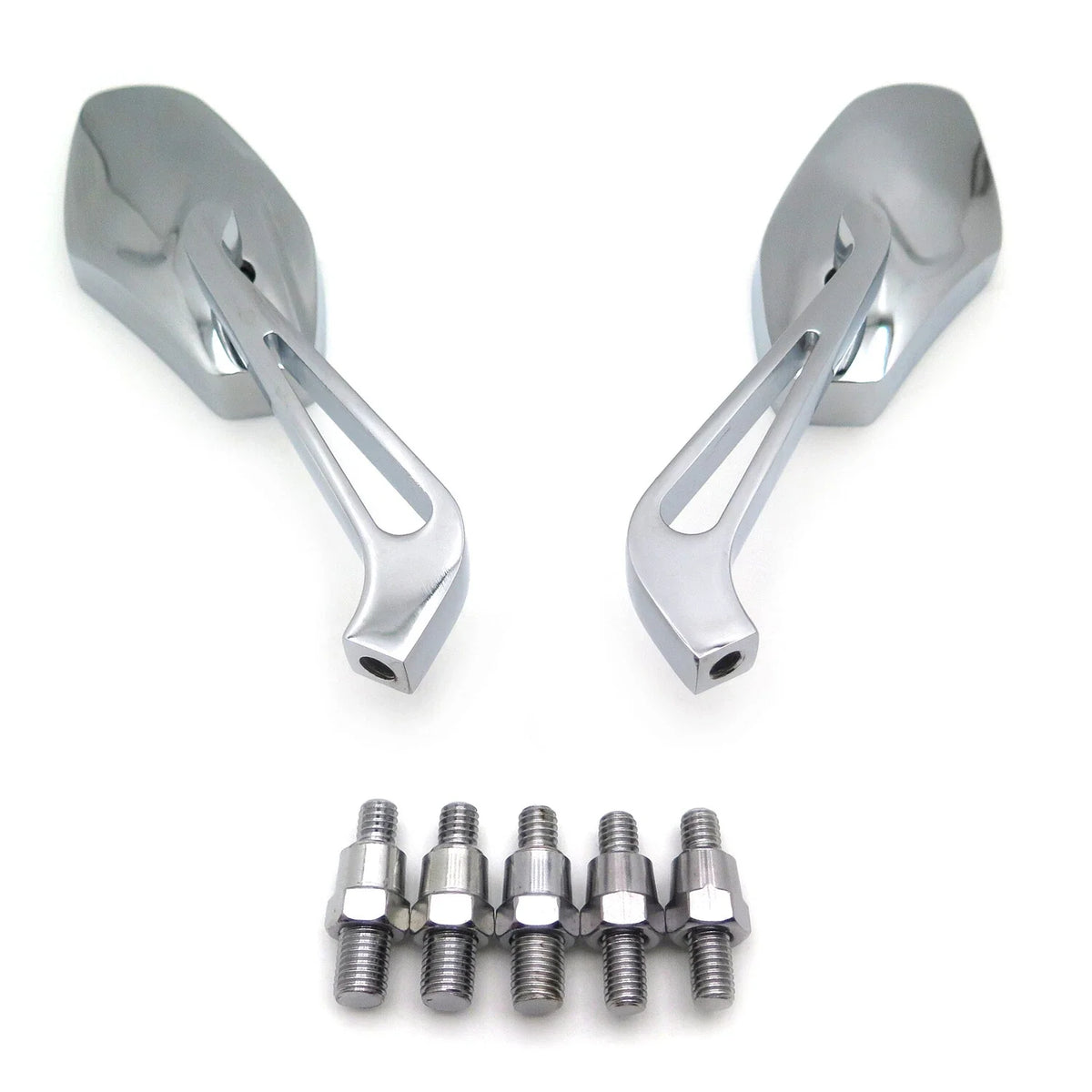 Chrome Side Mirrors for Honda, Suzuki, Kawasaki, Yamaha, Harley (8mm 10mm)