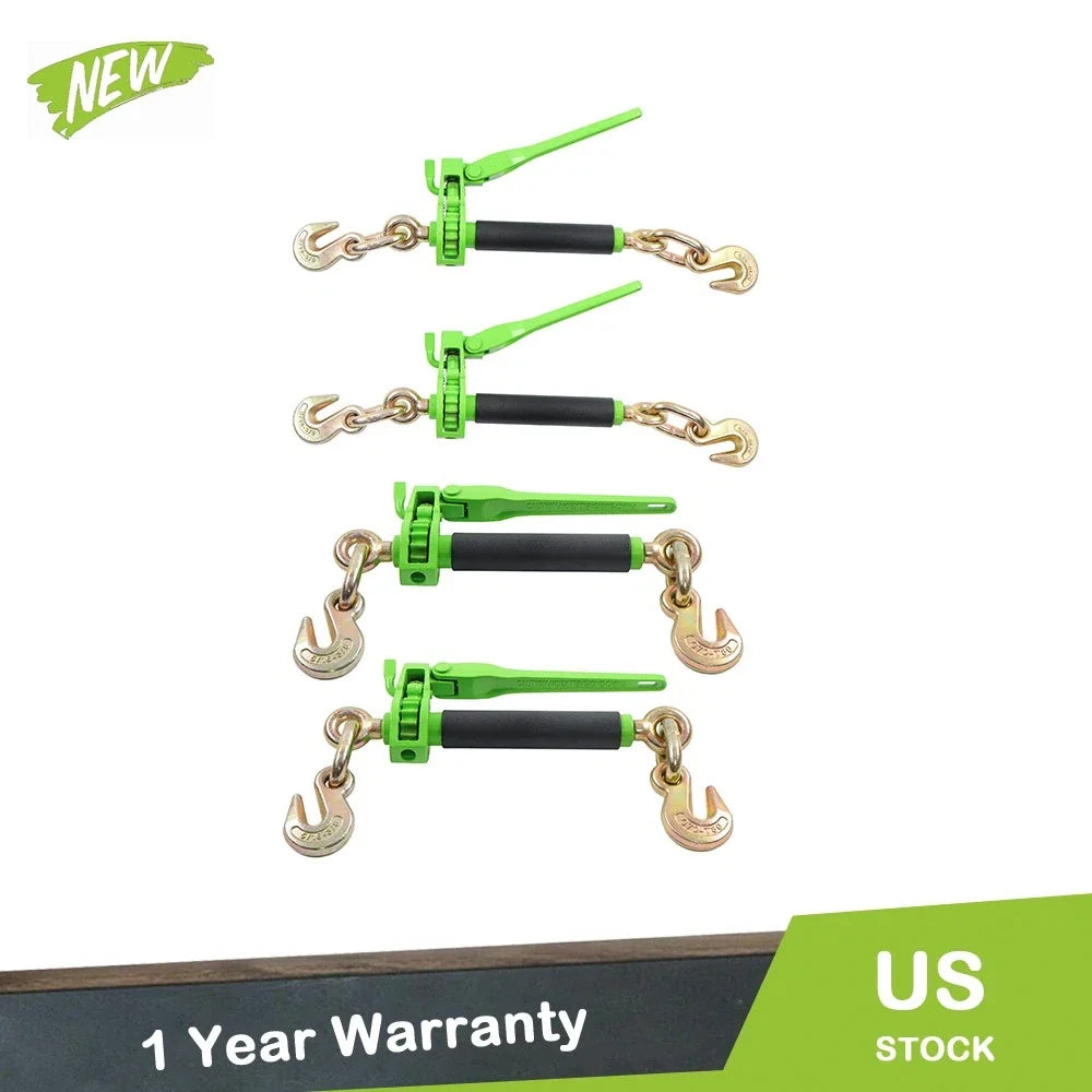 Set of 4 Folding Handle Ratchet Load Binders with Grab Hooks for G70