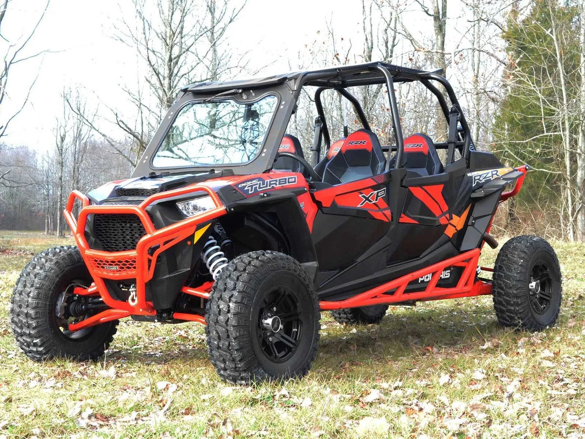 SuperATV Rock Slider Nerf Bars for Polaris RZR XP 4 1000 (2014–2023) - Red