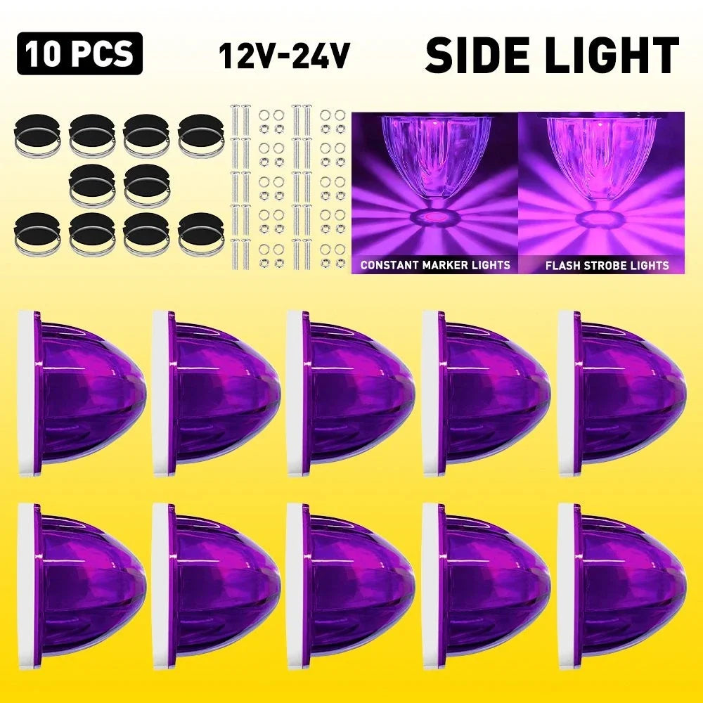 10-Pack of Purple LED Strobe Side Marker Lights for Cab Roof
