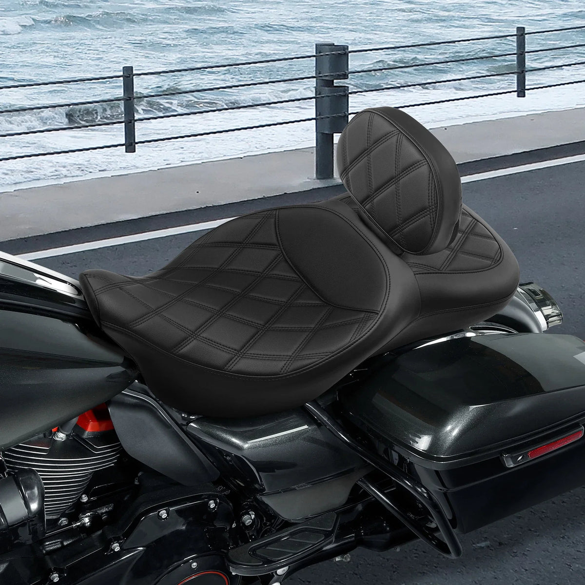 Rider Backrest with Driver Passenger Seat for Harley Touring 2009-2023