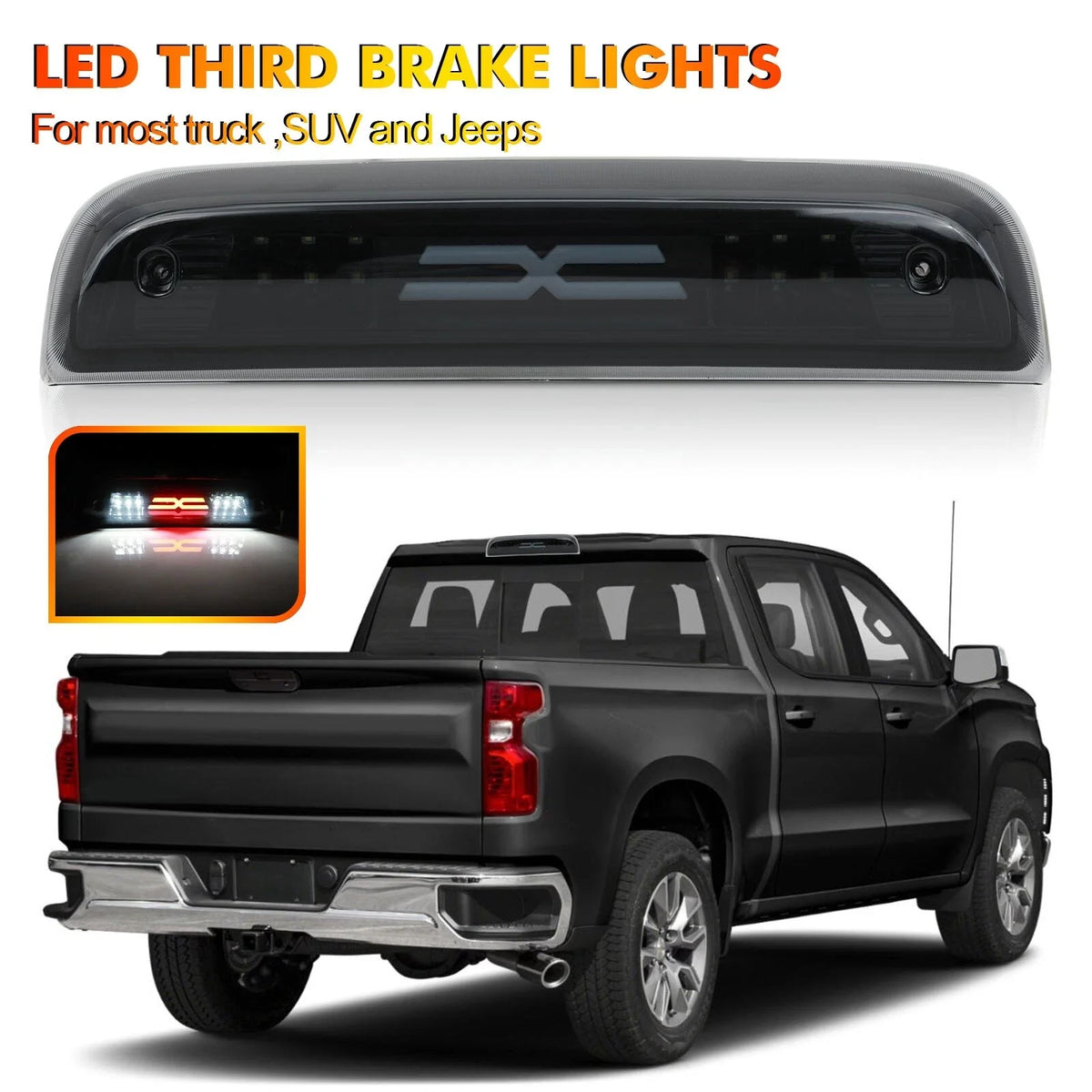 Third Brake Light for Chevy Silverado (2014–2018) Black Housing Smoke Lens