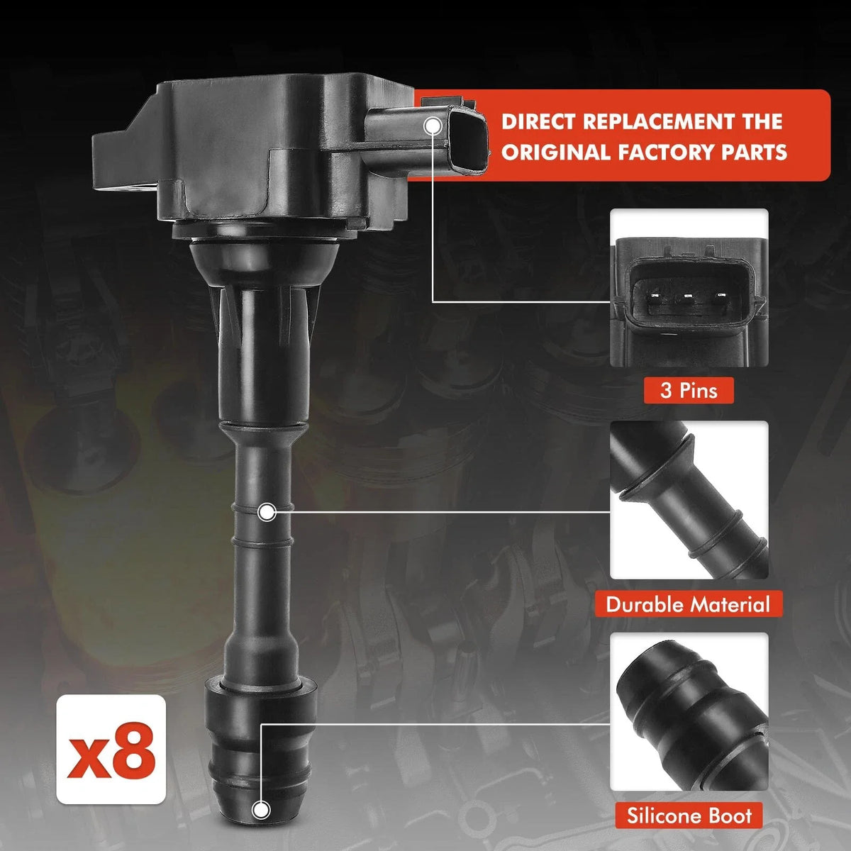 Set of 8 Ignition Coils & Iridium Plugs for Nissan Pathfinder 2008-2012