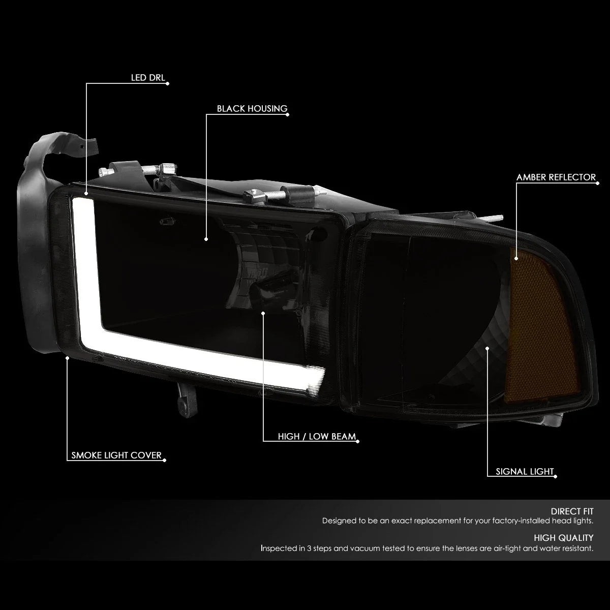 LED DRL Bar Headlight Lamps for Dodge Ram (1994–2002)