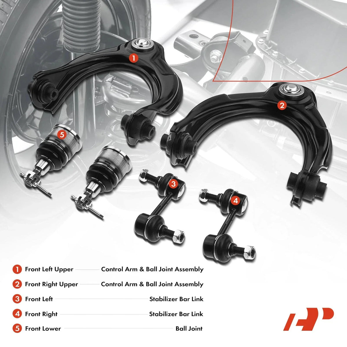 6X Front Upper Control Arms with Ball Joints for Honda Accord 03-07