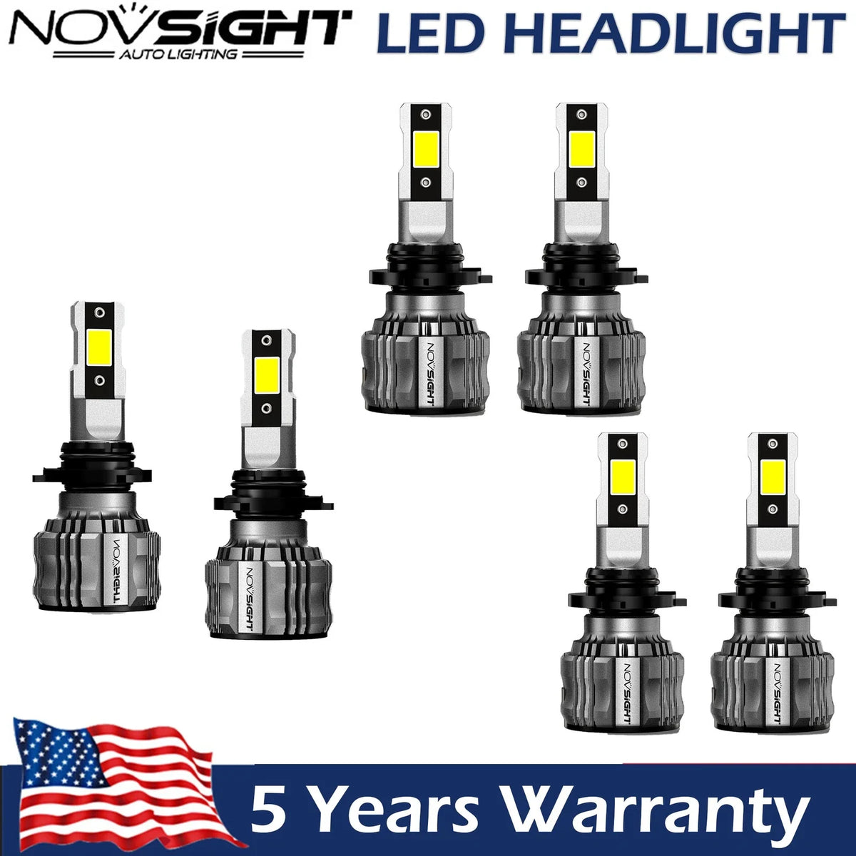 6-Pack LED Headlight Kit 9005 H11 Fog Lights 6500K