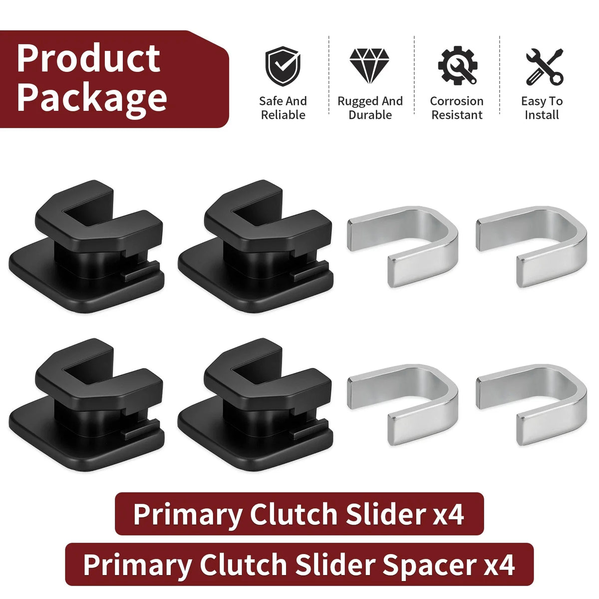 4Pcs Primary Clutch Slider with Spacer for Yamaha Kodiak 400 450 Rhino 450 660 (2000–2018)