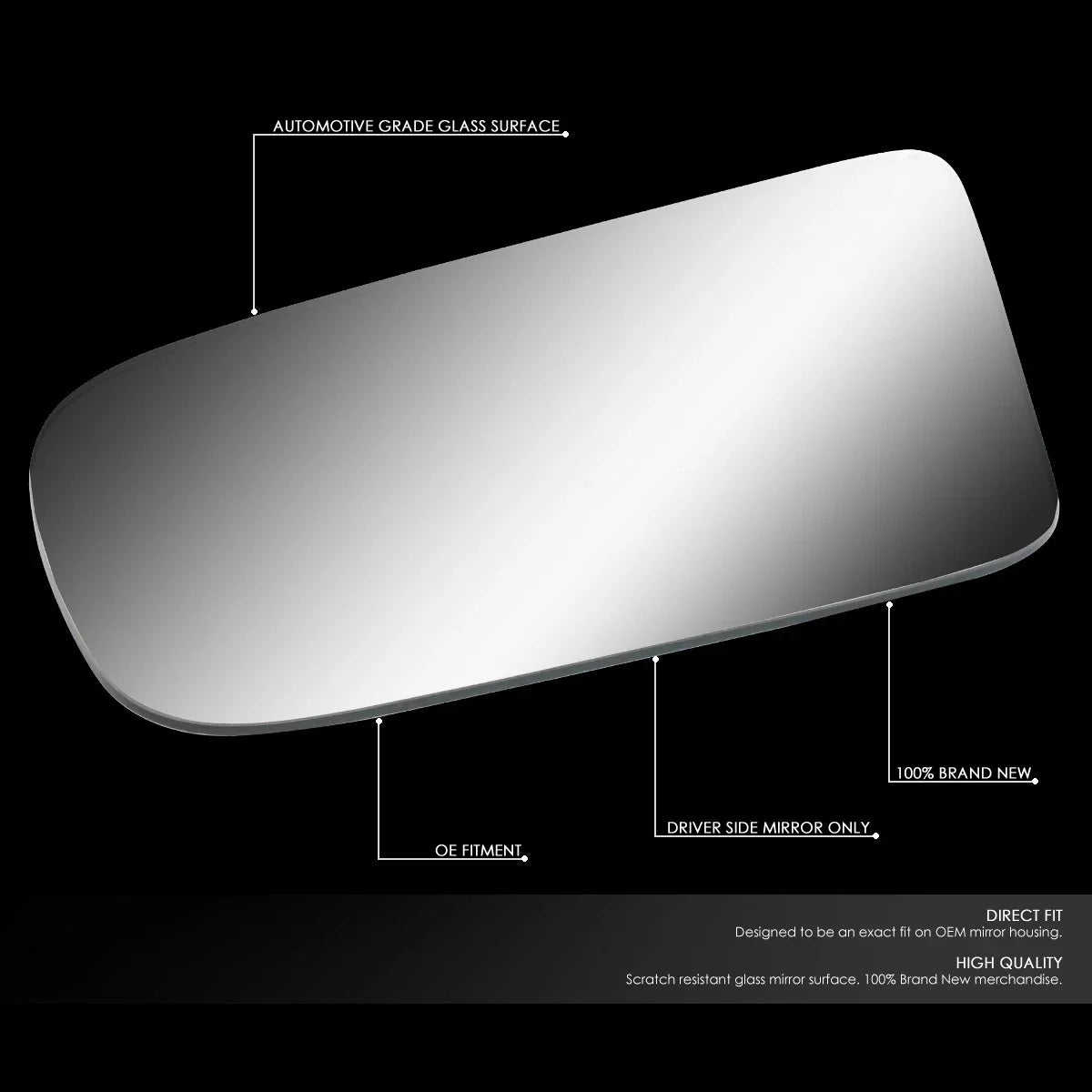 Left Side Rear View Mirror Glass for Ford Mustang (1987–1993)