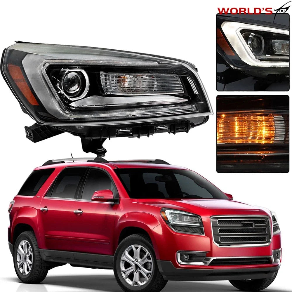 Projector Headlight for GMC Acadia (2013–2016) Halogen with LED Tube Black Right