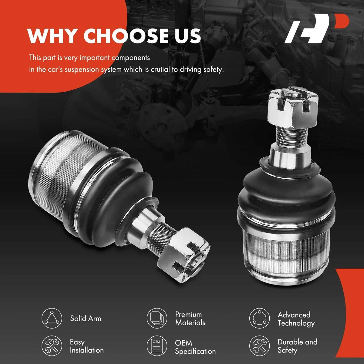 2X Front Lower Ball Joints Set for Super Duty F-250 (1987–2020)