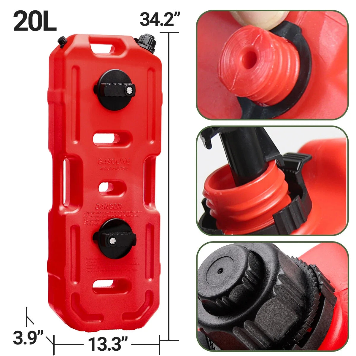 5 Gallon Fuel Pack Gas Can Tank for Jeep Offroad ATV (Lock)