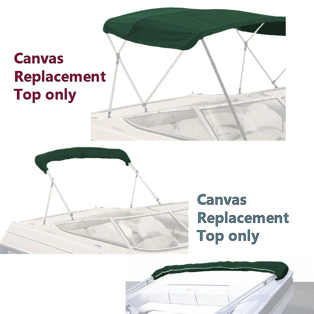 Bimini Top Boat Cover for 3 Bow (72"L x 46"H x 54"-60"W) Green Canvas