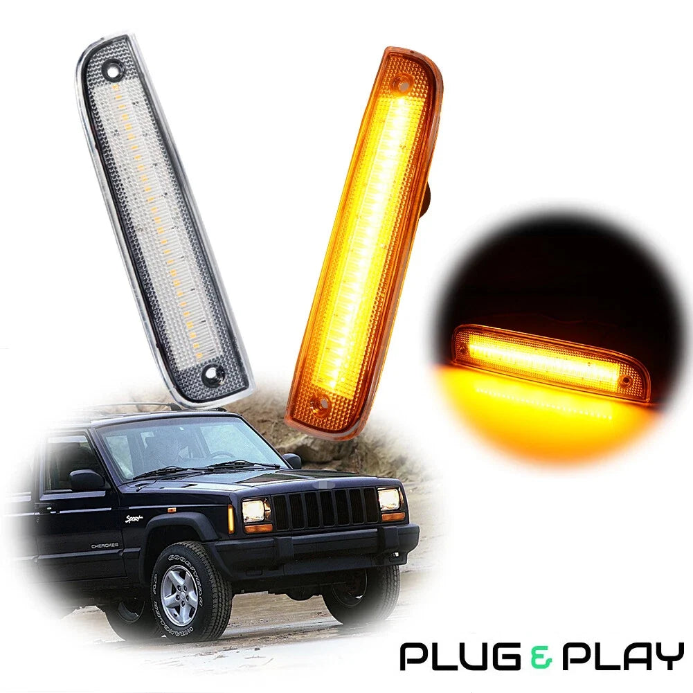 Clear Amber LED Front Side Marker Lights for Jeep Cherokee (1997–2001)