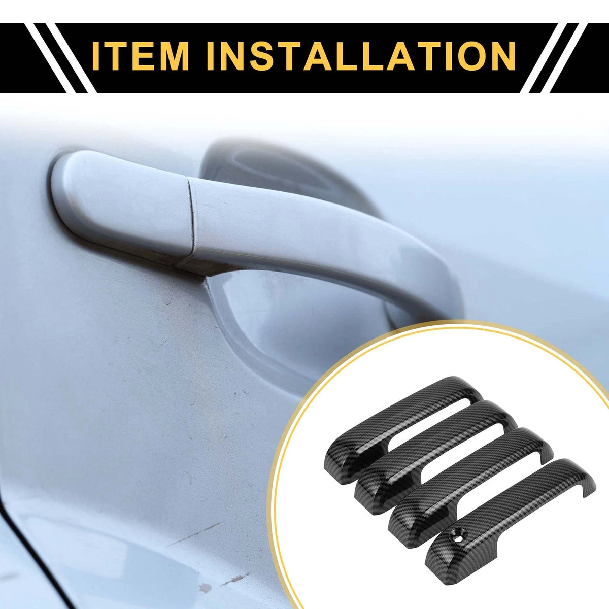 Set of 4 Car Door Handle Protectors for Ford F-150 (2015–2020) Carbon Fiber Black