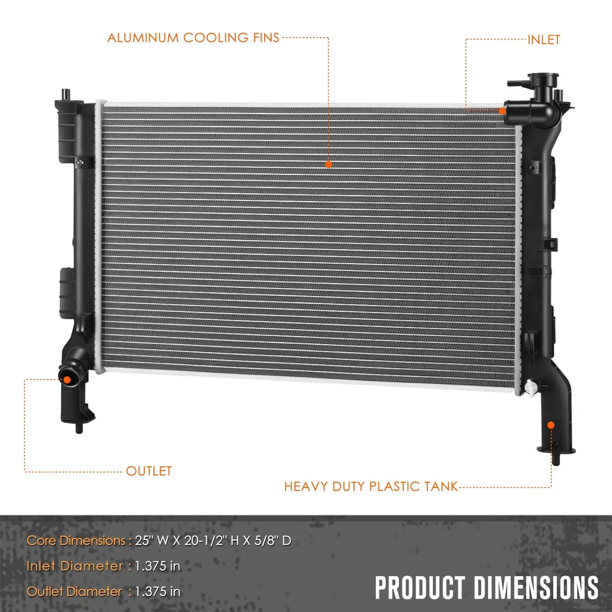 2.0L Hybrid Aluminum Radiator for Kia Optima/Sonata 2016-2020 DPI-13709