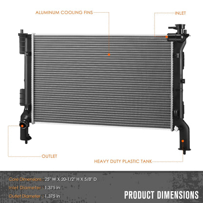 2.0L Hybrid Aluminum Radiator for Kia Optima/Sonata 2016-2020 DPI-13709