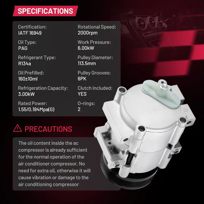 3.0L A/C Compressor for Ford Taurus 2001-2007, Mercury Sable 2001-2005