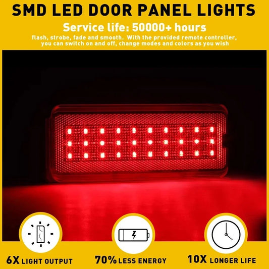 Set of 4 Full Red Interior Door Panel Light LED Lamp for F250 F350 (1999–2007)