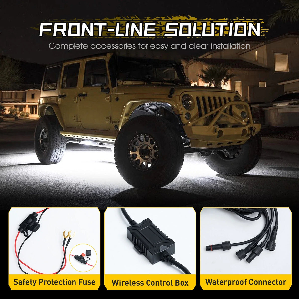 8 White Rock Lights w/ Remote for ATV UTV Trucks Golf SUV