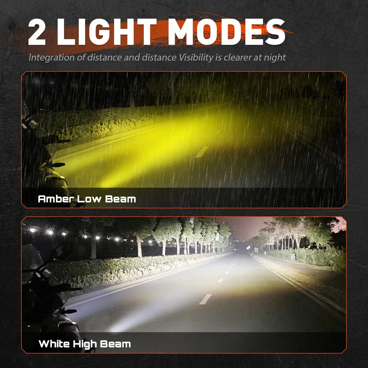 3" Motorcycle LED Work Light Pods - Amber and White