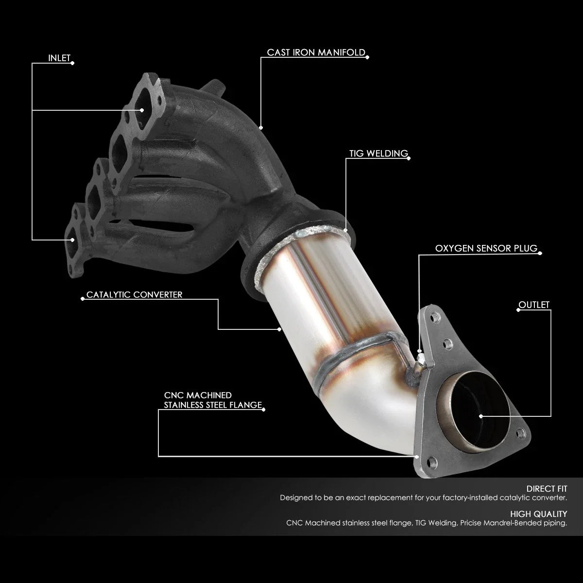 Catalytic Converter Exhaust Manifold for Chevy Colorado GMC Canyon (2007–2012)
