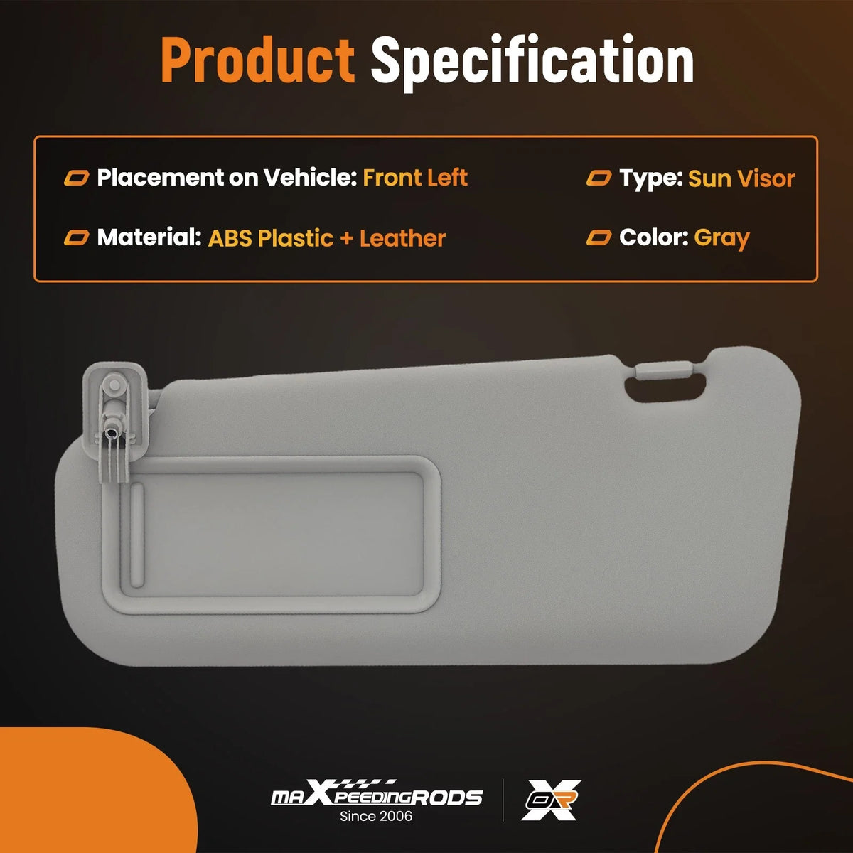 Left Sun Visor Gray for 2010-2013 Mazda 3 Hatchback BBM269320C75